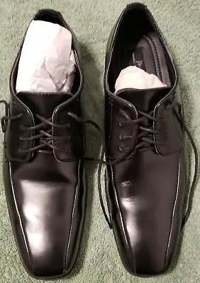 NIB Marc Anthony Black Leather Mens Flat-Toe Lace-Up Oxford Dress Shoes - Size 8 • $24.95