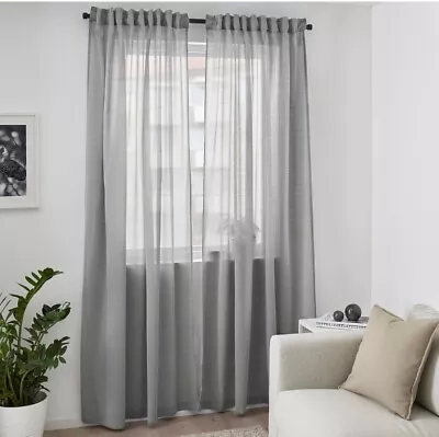 IKEA HILJA Curtains 1 Pair High Quality Curtains 100% Polyester White 145x250cm • £19.89