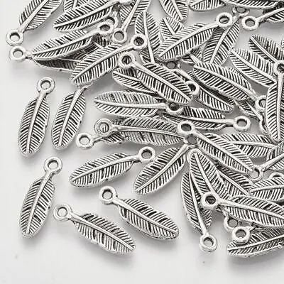 Tibetan Silver Charms Feathers 15mm X 7mm 20pcs C152 • £2.50