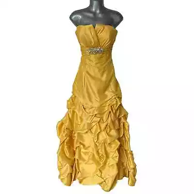 Vintage Alyce Designs Dress Prom Quinceanera Yellow Belle Strapless Women's 10 • $149.99