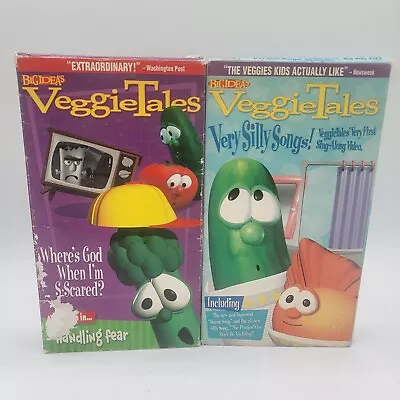 Veggietales Lot Of 2 VHS: Where's God When I'm Scared & Very Silly Songs  • $9.99