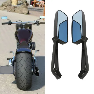 Black Rectangle Motorcycle Mirrors For Harley Cruiser Bobber Chopper Softail US • $29.79