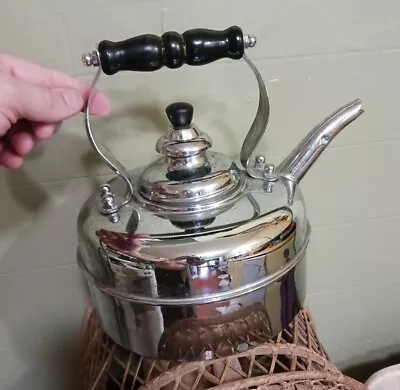 Simplex Patent Tea Kettle Chrome Solid Copper Made In England Couple Of Dents • $45