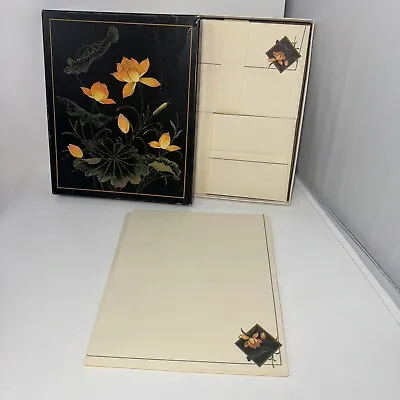 Vintage Box Of Hallmark Writing Stationary Set Lotus Flower • $29.99