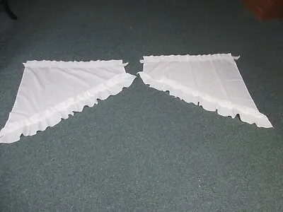 VINTAGE White Ruffled Cape Cod Curtain Pair 30  Wide30  Long No Tie Backs • $25