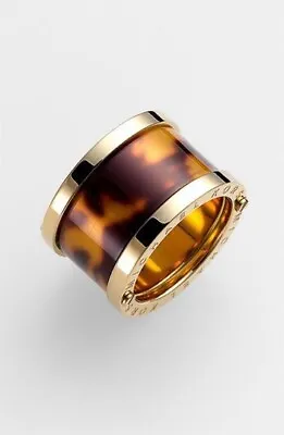 Michael Kors Ladies Yellow Gold & Tortoiseshell Fashion Ring UK Size M • £69.99