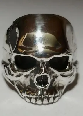 15 Grams Sterling Silver Half Jaw Skull Ring Memento Mori Size 9 • $85