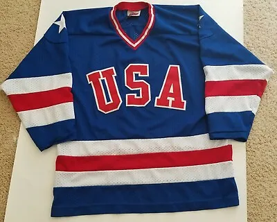 1980 Miracle On Ice Red White And Blue Hockey Jersey Size Medium K1 Stitched • $80