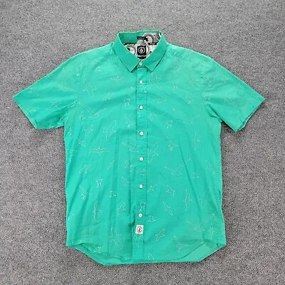 Volcom Mens Button Up Shirt Preppy Casual Seagull Green Sz Medium • $10.99