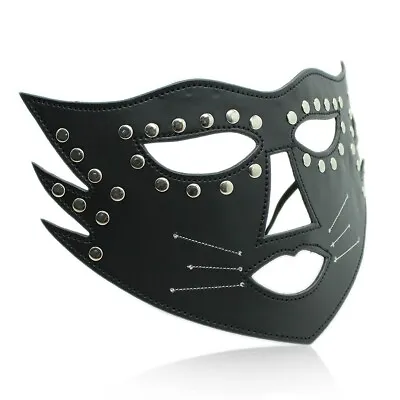 PVC Cat Woman Batman Masquerade Mask Cosplay Costume Rivets Cat Ears Animal AUS • $11.96