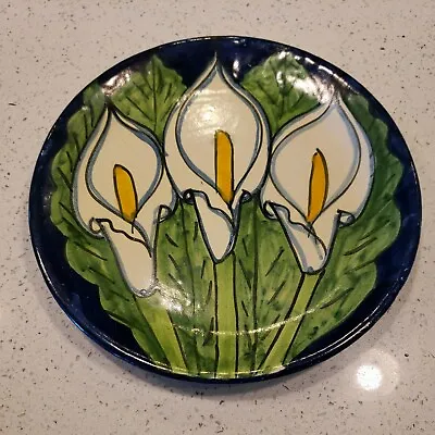 Mexican Stoneware Pottery Decorative Plate Wall Hanging Lily • $17.19