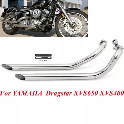 $255.75 • Buy Polish Exhaust Muffler Pipe Silencer For YAMAHA V Star 650 Dragstar 650 XVS650