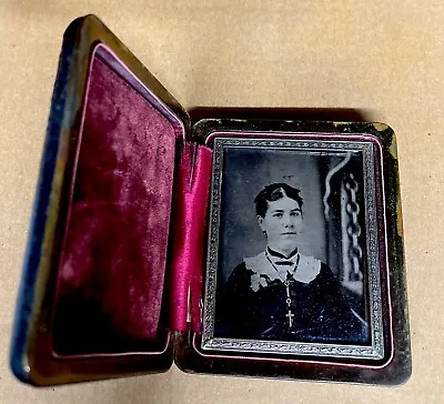 1/6th Plate Daguerreotype With Case 1840-50 Young Woman Jewelry & Lace Collar • $69.90