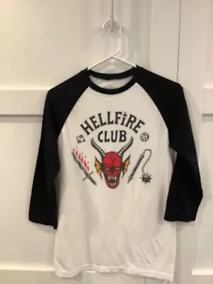Hellfire Club Logo Stranger Things 3/4 Sleeve Raglan Baseball T Shirt Size Small • $14.99