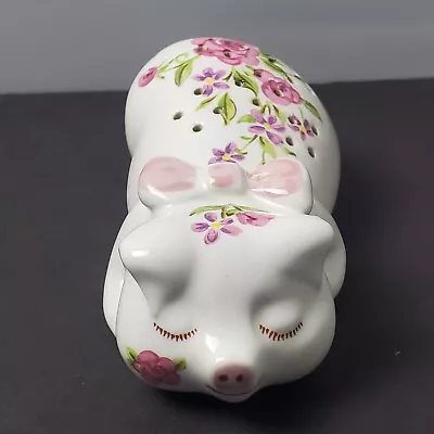 Vintage Pig Figurine Handpainted Pink Floral Closed Eyes Cottagecore 70s Avon • $14.82