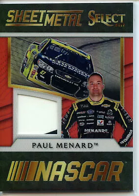 2017 Panini Select Racing NASCAR RED Sheet Metal Paul Menard 2 Color #51/99 • $6.99