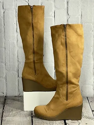 Nine West Wedge Boot Chillout Round Toe Tan Women’s Size 9 • $26.99