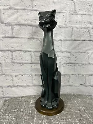 MCM Cubist Black Siamese Cat Statue 24.5  Vintage 1960 Universal Statuary Corp • $959.49