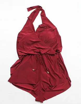 Magicsuit Women's Solid Bianca Romper One-Piece Swimsuit LC7 Merlot Size 16 NWT • $75.99