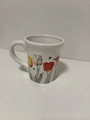 Hallmark Nature's Sketchbook Coffee Mug Marjolein Bastin Flowers Tulips Bees Vtg • $14