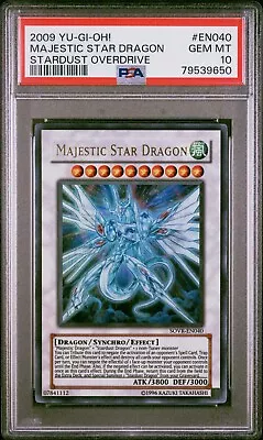 Yugioh! PSA 10 2009 Majestic Star Dragon SOVR-EN040 Ultra Rare Unlimited • $162.41