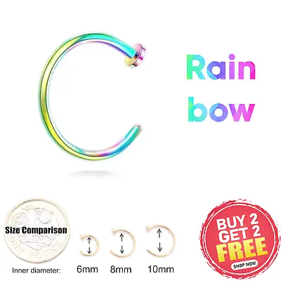 Nose Ring Surgical Steel Stainless Steel Hoop Lip Nose Rings Small Thin Piercing • £1.59