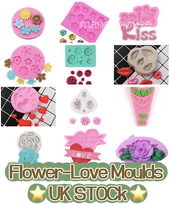 Valentine Mother Day Father Day Rose Heart Flower Fondant Mould Love Sugar Craft • £1.75