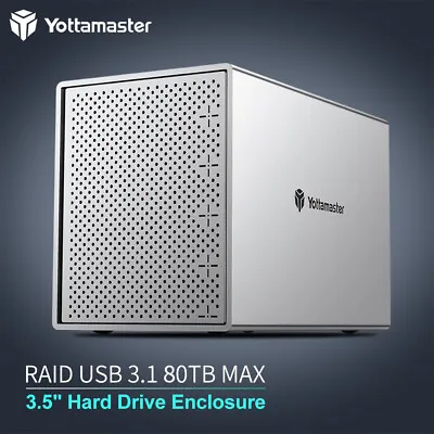 Yottamaster 4 5 Bay Type C USB 3.0 Hard Drive Enclosure For 2.5  3.5  SATA HDDs • £145.99