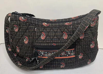 Vera Bradley Retired Bag Purse Brown Black Houndstooth Paisley Quilted • $15