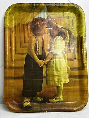 Vintage Bumpa-Tel. Inc Bamboo Tray Boy And Girl • $17.90