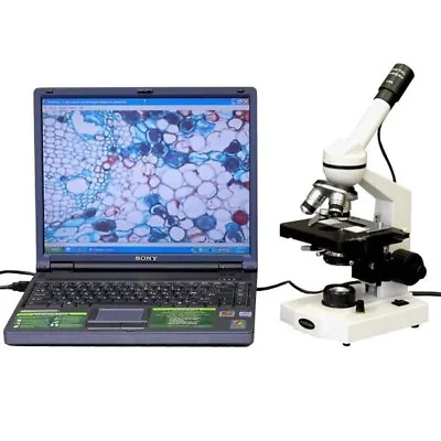 AmScope 40X-1000X Compound Microscope With 3D Mechanical Stage + 2MP Camera • $285.99