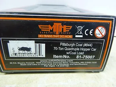 /  Ho Mth Rtr Car- Pittsburgh 40' Quad Coal Hopper Car With Load • $35