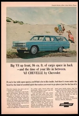 1965 Chevy Malibu Station Wagon Blue Car Photo Print Ad-Vintage Man Cave Garage • $7.88