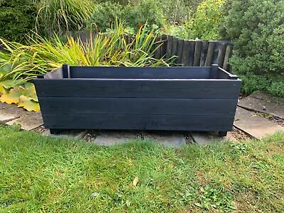 Black Wooden Planters Extra Large Garden Outdoor Flower Plant Pot Veg Boxes • £59.99