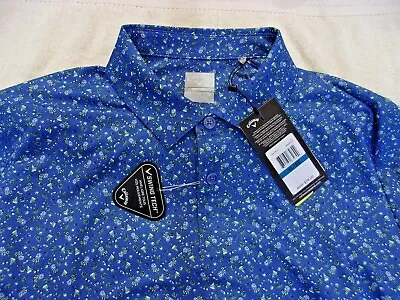 NWT Callaway Opti Dry Golf Party Polo Mens XL Blue Pointed Collar Cocktails • $39.99