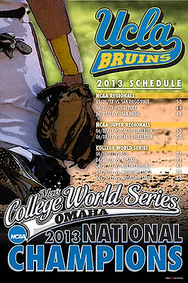 UCLA BRUINS 2013 NCAA College World Series Champions Commemorative 24x36 POSTER • $21.24