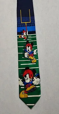 VINTAGE Disney Silk Tie Mickey Unlimited - Mickey Mouse Playing Football Necktie • $9.09