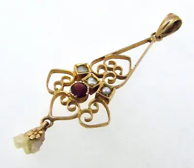 Victorian Otsby Barton 10k Rose Gold Garnet Missisippi & Seed Pearl Pendant • $129