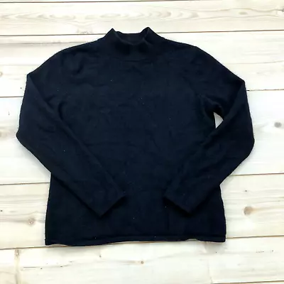 $25 • Buy Vintage Prive Black Solid Mock Neck Regular Fit Cashmere Sweater Women's Size M