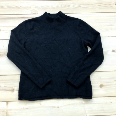 $25 • Buy Vintage Prive Black Solid Mock Neck Regular Fit Cashmere Sweater Women's Size M