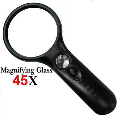 £4.65 • Buy 45X Magnifier  Handheld Reading Magnifying Glass Jewelry Loupe With 3 LED Light