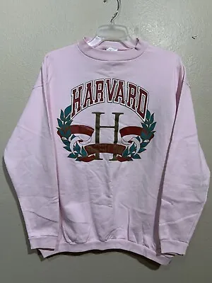 Vintage 80s 90s HARVARD University Sweatshirt NOS Pink Varsity Club L/XL New USA • $26.50