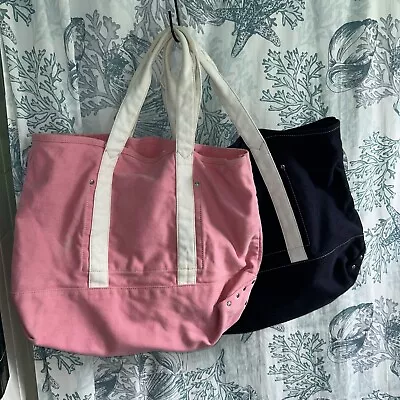 2 J Crew  Canvas Bags One Pink One Blue GUC. Totes • $5