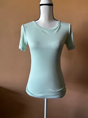 Vince Light Green 100% Pima Cotton Ribbed Short Sleeve Tee Shirt Top Size XS • $19.99