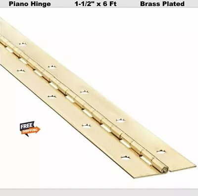 Piano Hinge Brass Plated 1-1/2  X 72   Continuous Full Surface Nonremovable Pin • $37.98