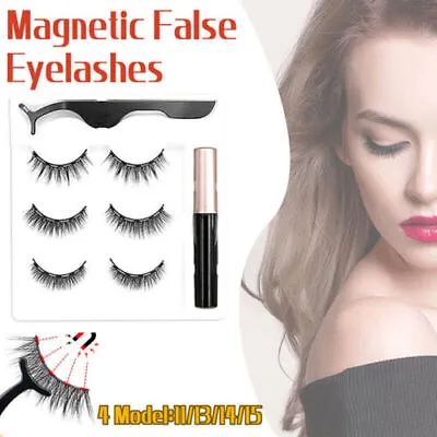 $6.99 • Buy Magnetic False Eyelashes Natural Eye Lashes Extension Liquid Eyeliner Tweezer AU