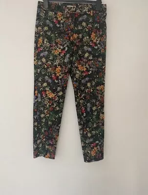 H&M Multicoloured Floral Print Trousers Size 10 EU 38 • £2.99