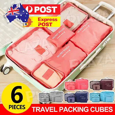 $9.95 • Buy 6X Packing Cubes Travel Pouches Luggage Organiser Clothes Suitcase Storage Bags