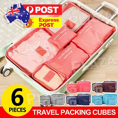 6X Packing Cubes Travel Pouches Luggage Organiser Clothes Suitcase Storage Bags • $9.95