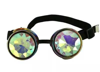 Rainbow Oil Slick Steampunk Costume Goggles Kaleidoscope Glasses Mens Rave Cyber • $9.95